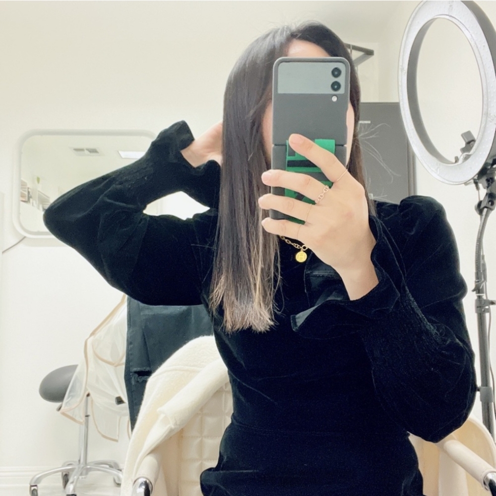 Zara Long Sleeve Velvet Mini Dress - Picture 6 of 11